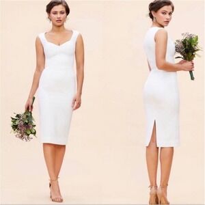 Dress the Population Elle Sweetheart Neck Sheath Midi Dress Off White Size XXL